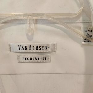 Van Heusen white dress shirt. L 16, 32/33.